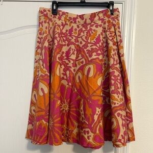 Floral A-Line Skirt in Pink and Orange